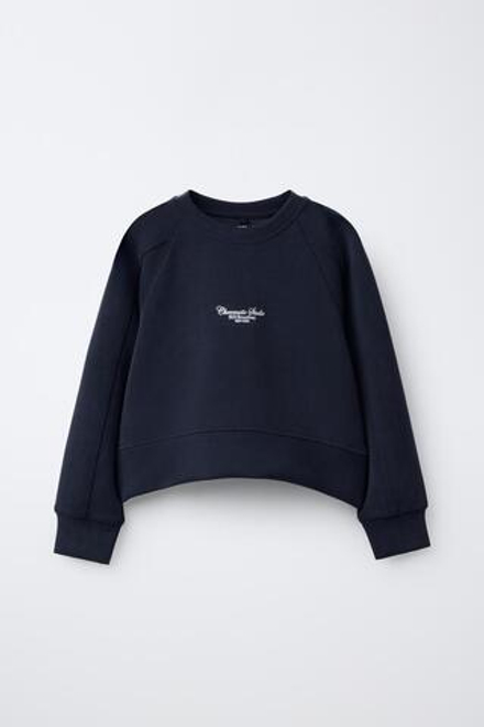 ZARA ТОЛСТОВКА С РЕЛЬЕФНОЙ НАДПИСЬЮ, СИНИЙ