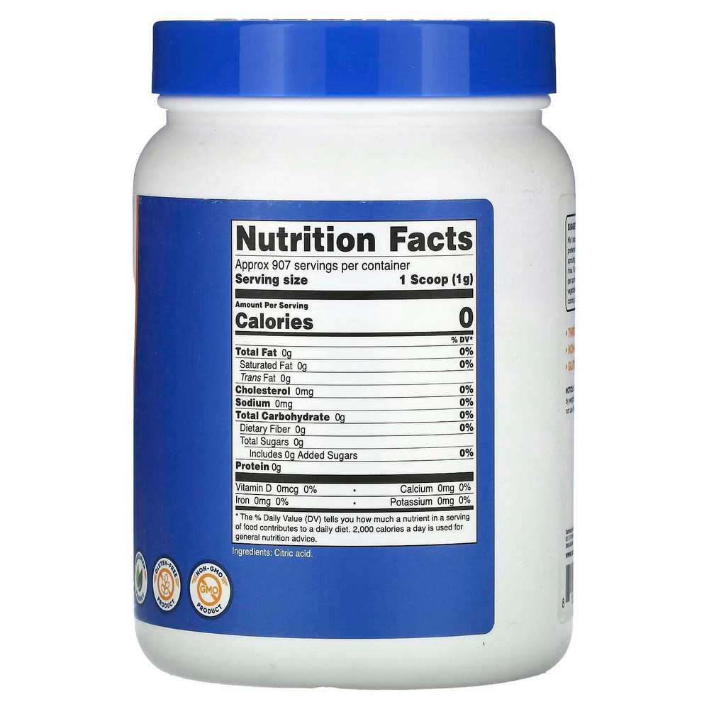 Nutricost, лимонная кислота, без добавок, 907 г (32 унции)