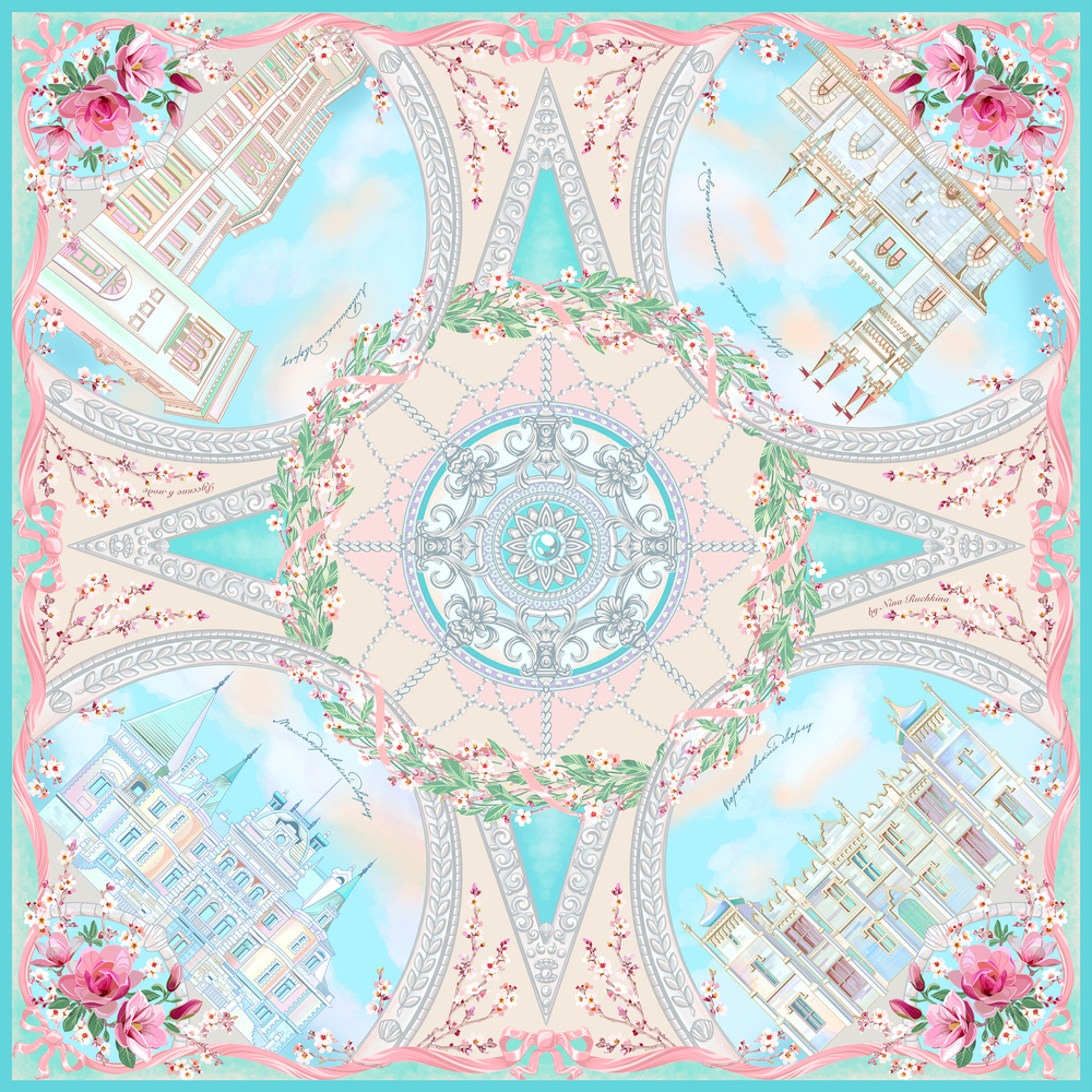 Платок «Дворцы Крыма» 100% шелк