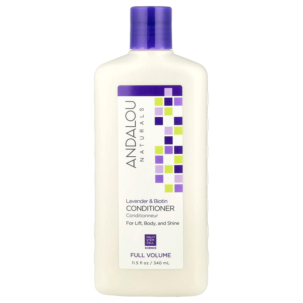 Andalou Naturals, Кондиционер, для объема, густоты, блеска, сияния волос, поднимает от корней, лаванда и биотин, 11,5 ж. унц. (340 мл)