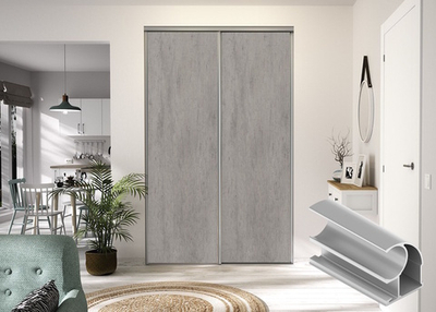 Дверь-купе 2850*600(700,800,900) мм, хром матовый, Бетон Чикаго светло-серый St9 EGGER