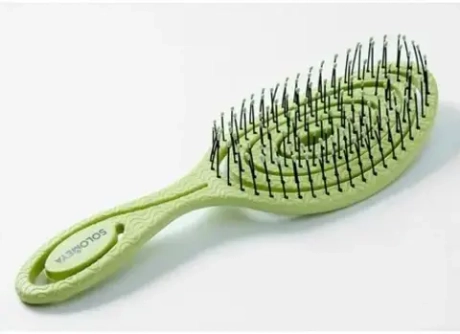 SOLOMEYA Расческа био для волос подвижная ЗЕЛЕНАЯ Solomeya Detangling Bio Hair Brush Green, 1 шт.