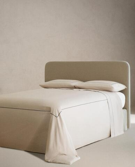 ZARA HOME ПОДОДЕЯЛЬНИК ИЗ САТИНА С ОКАНТОВКОЙ, СЕРЫЙ