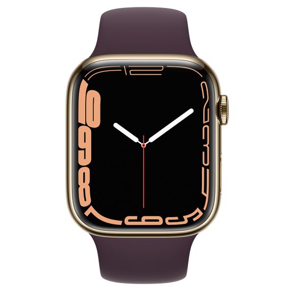 Умные часы Apple Watch Series 7 GPS + Cellular 45mm Gold Stainless Steel with Milanese Loop, Dark Cherry Sport Band (MKJF3, MKJX3)
