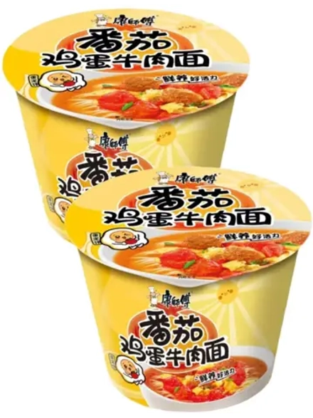 Лапша со вкусом Яичницы с Томатами и говядины 85 г * 2 шт