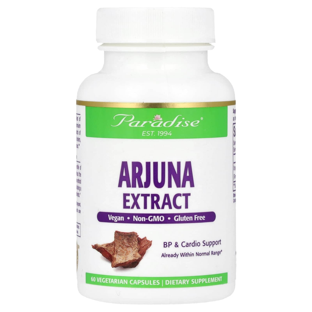 Paradise Herbs, Экстракт арджуны, 250 мг, 60 вегетарианских капсул