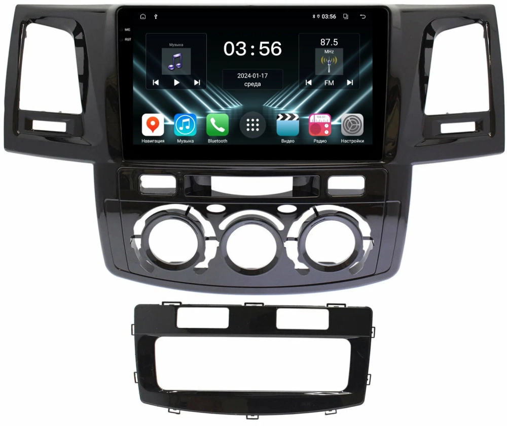 Магнитола для Toyota HiLux 7 2011-2015 - FarCar DX143M монитор 9.5" IPS на Android 13, 4+64Гб, CarPlay