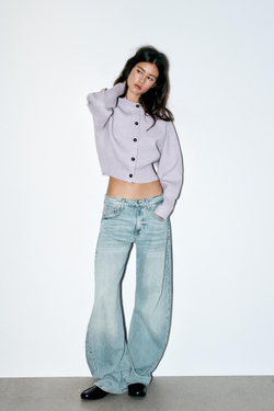 ZARA УКОРОЧЕННЫЙ КАРДИГАН, СВЕТЛО-СИРЕНЕВЫЙ