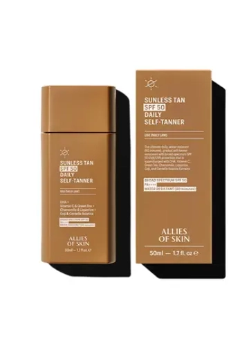ALLIES OF SKIN Крем автозагар для лица с SPF 50 и антиоксидантами Sunless Tan SPF 50 Sunscreen + Self-Tanner