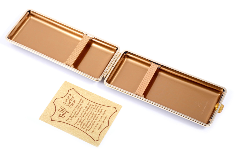 Портсигар Stoll на 14 сигарет, натуральная кожа, Синий крокодил