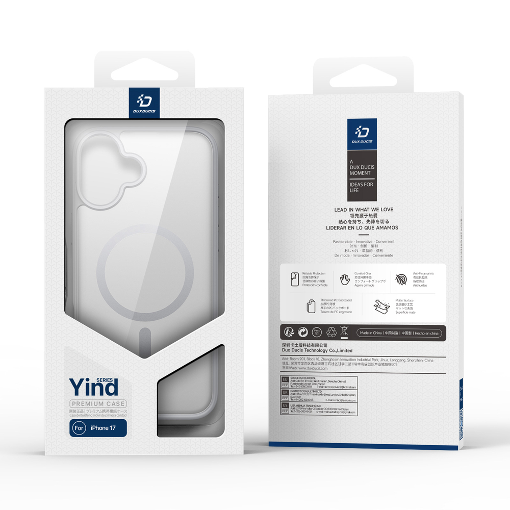 Матовый защитный чехол серого цвета с MagSafe для iPhone 17, серия Yind Series от Dux Ducis