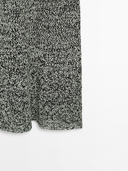 Massimo Dutti Длинное трикотажное платье с фактурным узором-Limited Edition, бело-черное