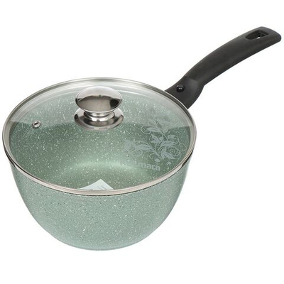 Кастрюля алюминий, антиприг, 1.5 л, крышка стекло, литая,со съем руч, Kukmara, Фисташ Мрамор, кмф17а