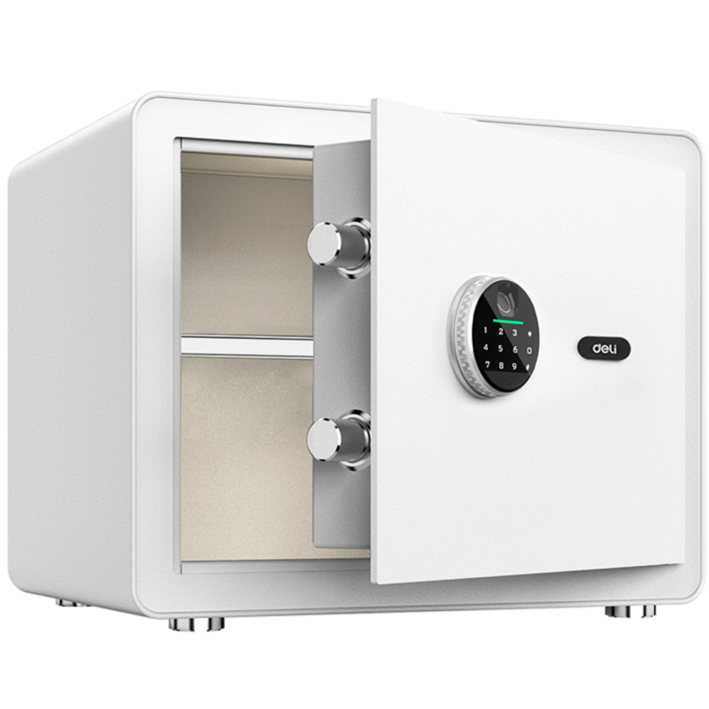 Сейф мебельный DELI "ET633" биометрический + электронный замок+ключ, 350х250х250 мм, 8,5 кг, белый