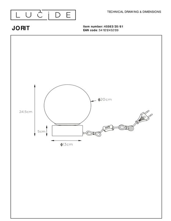Настольная лампа Lucide Jorit 45563/20/61