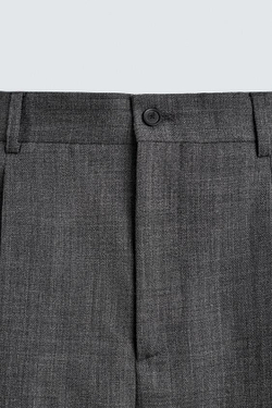 ZARA БРЮКИ REGULAR FIT ИЗ 100% ШЕРСТИ, СЕРЫЙ