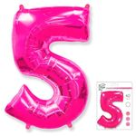 Шар (40"/102 см) Цифра "5" Фуксия в упаковке / Five