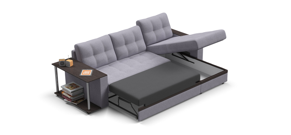 Угловой диван Атланта Люкс Рогожка Мальмо платина