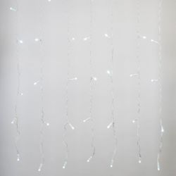 ULD-C1515-160-TWK WHITE IP67 Занавес светодиодный с эффектом мерцания. 1.5х1.5м. Соединяемый. 160 светодиодов. Белый свет. Провод белый. TM Uniel.