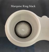 Черные Цветные линзы (ободочные ) Marquise Ring black / Натуральные чёрные линзы для темных и светлых глаз