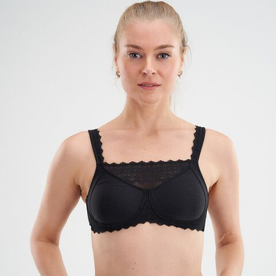 Бюстгальтер ортопедический после мастэктомии с манишкой Amoena Dana без косточек, черный, 90B