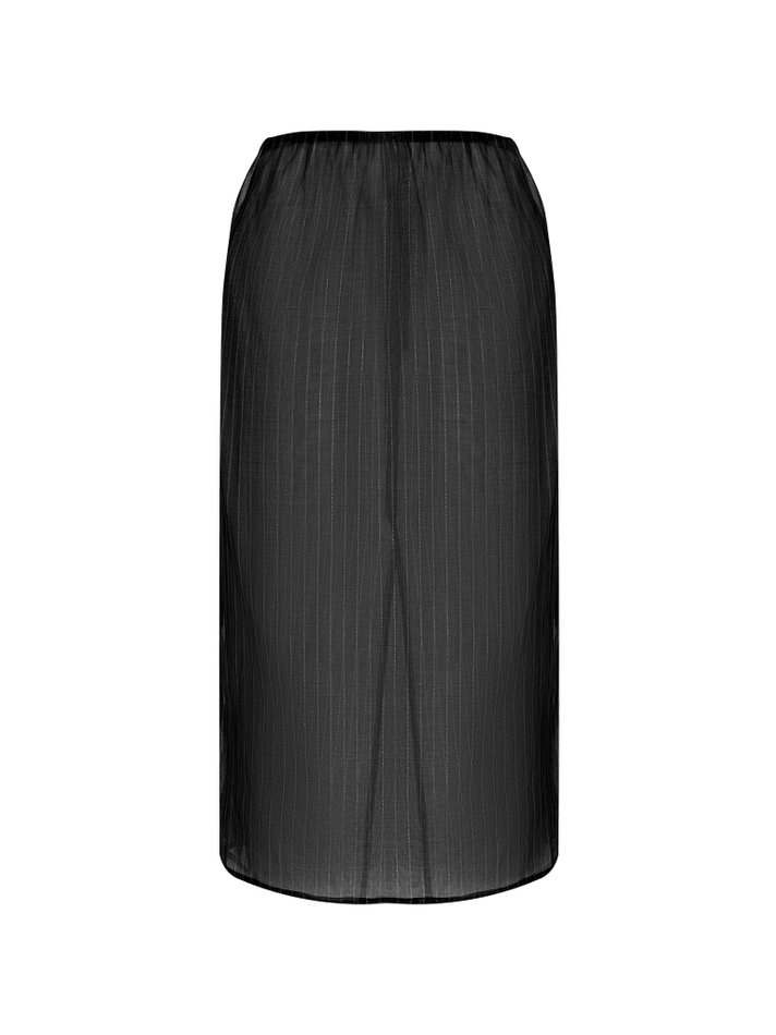 Юбка миди из прозрачного хлопка Брунелло Кучинелли в полоску черный