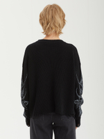 Женский Свитер (Round-neck) Skyra Black Washed Sigil Cross Graphic