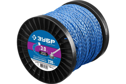 Леска для триммера Профессионал износостойкая (3.0 мм; 230 м; витой квадрат) ЗУБР 71035-3.0