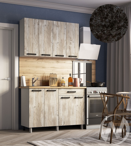 Кухня Элиана 1.2м (корпус белый/дуб юкон) 26мм кастилло темный