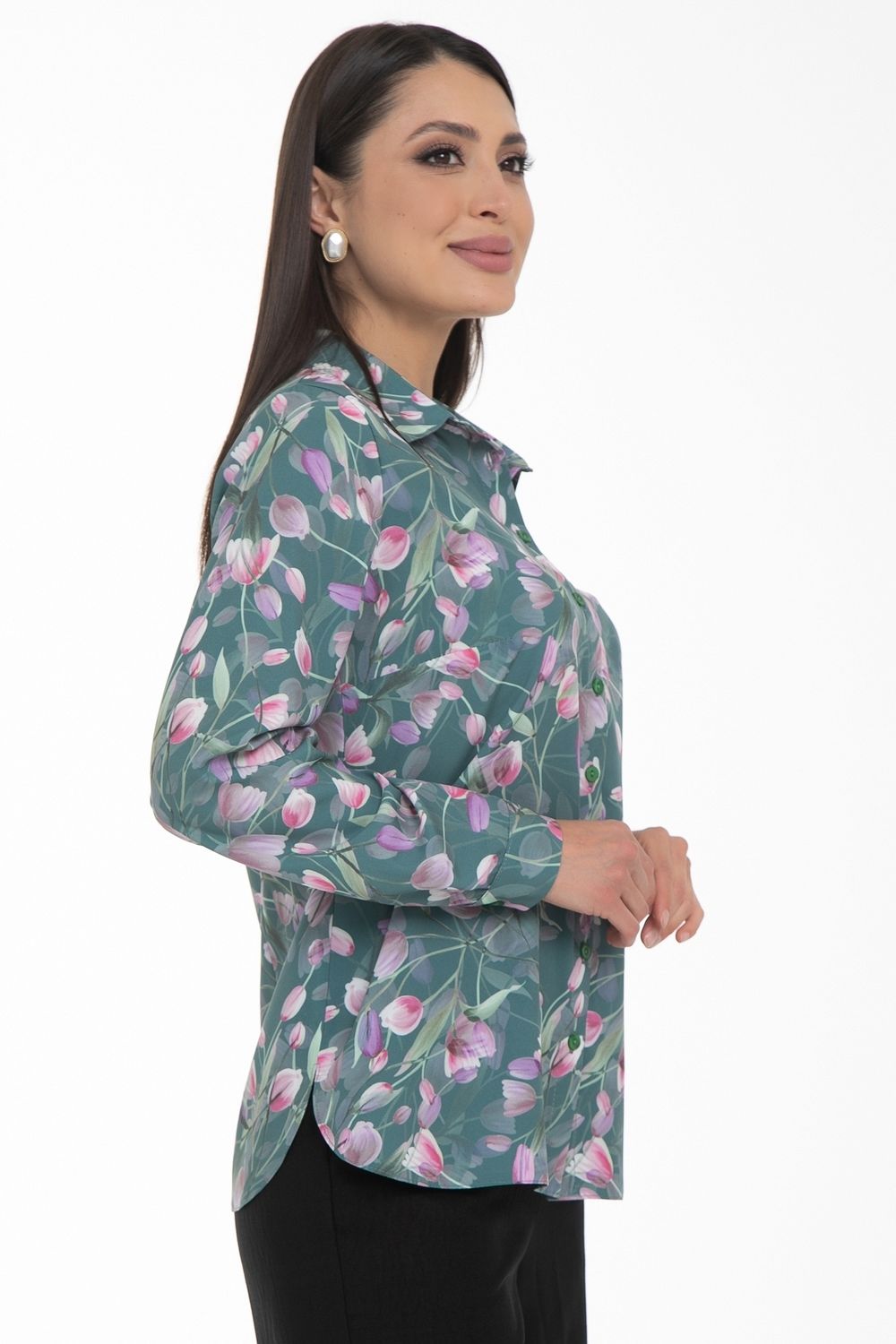Рубашка Жаклин (тюльпаны, грин) Diolche