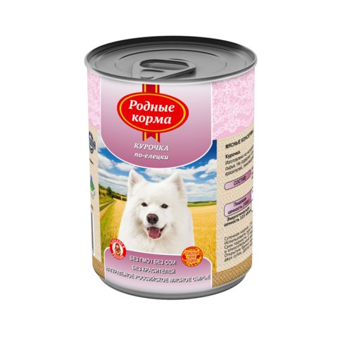 Родные Корма консервы для собак курочка по-елецки 410г