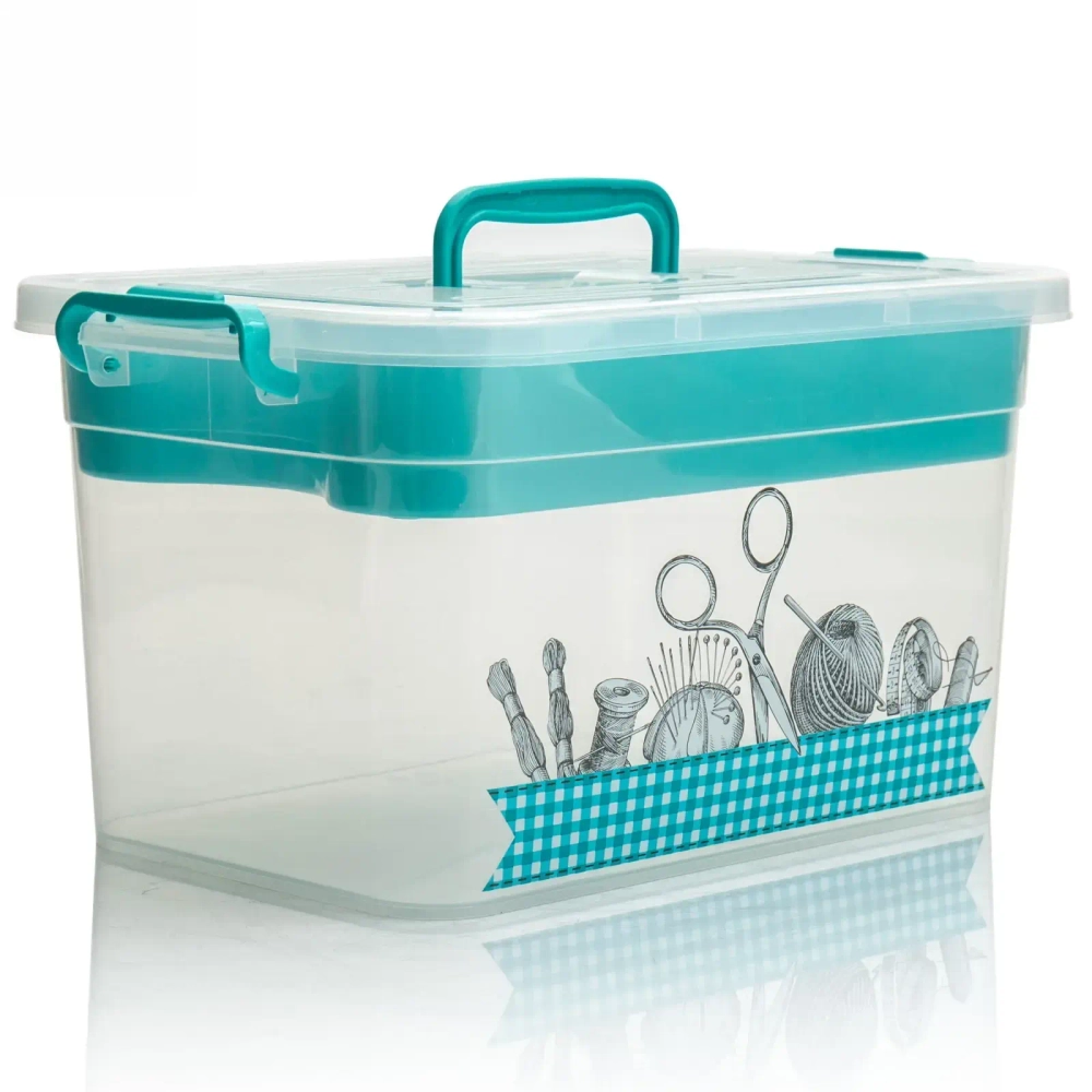 Контейнер универсальный с крышкой для хранения с вкладышем «Рукоделие» 35,5*23,5*19см, 10л