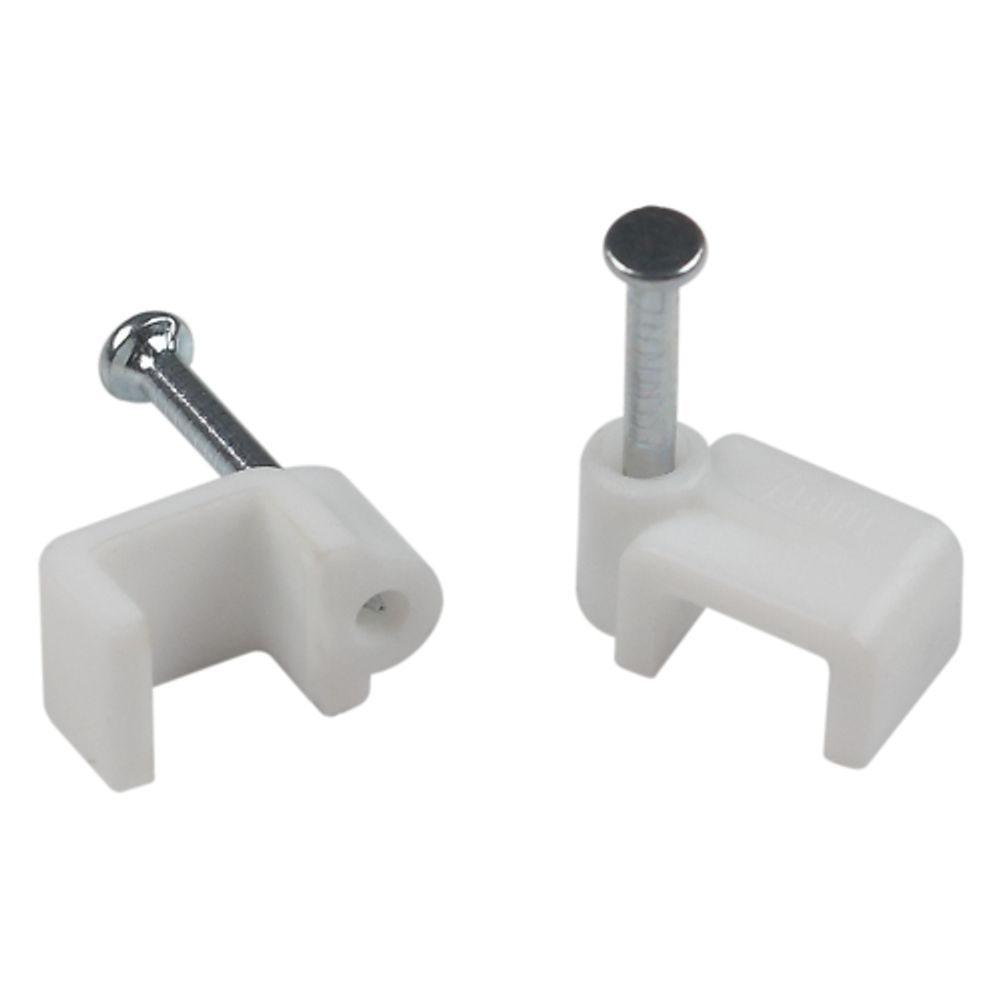 Скоба пластиковая ЭРА NO-225-283 крепежная плоская 6 мм белая 10 шт/уп