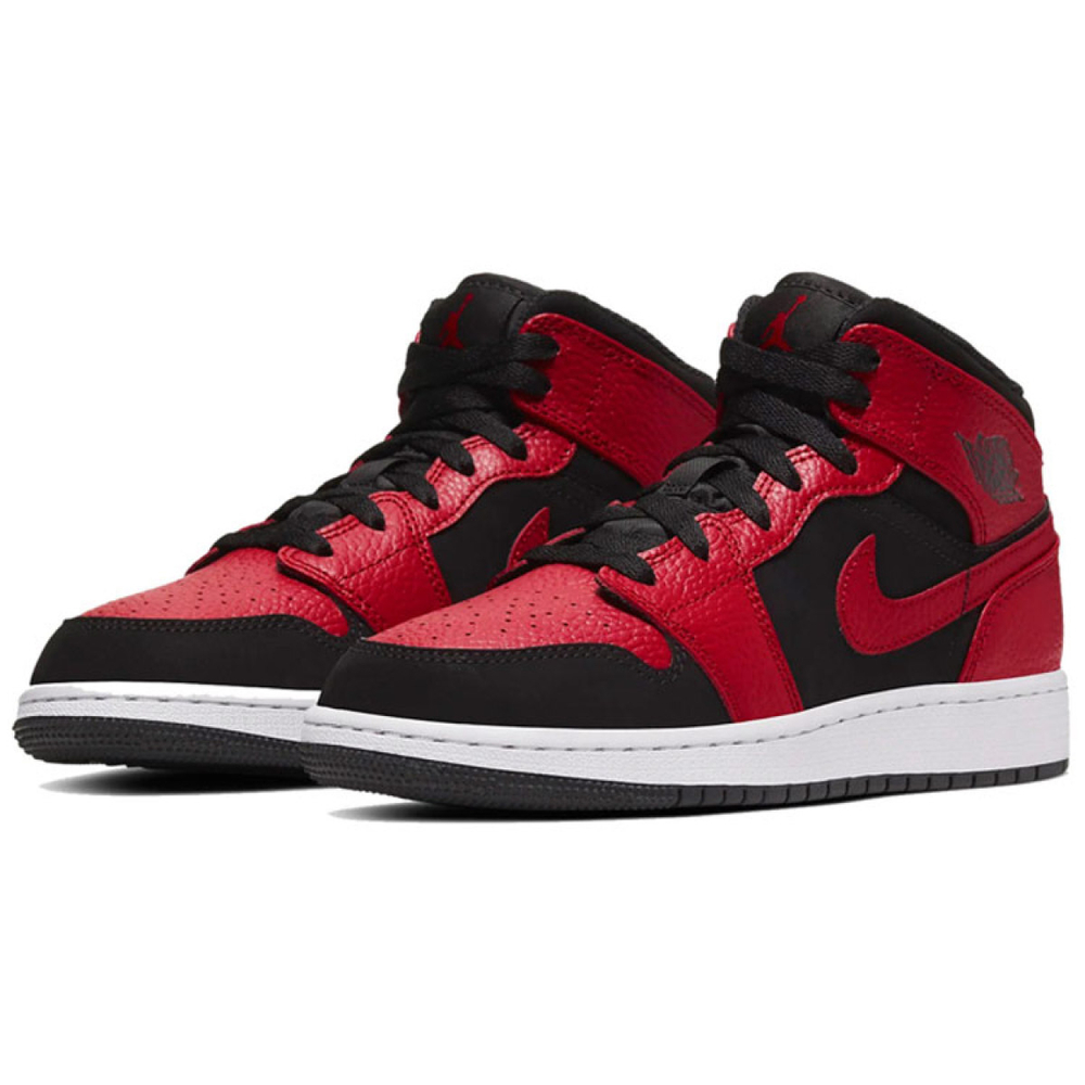 Кроссовки Air Jordan 1 Mid GS Black Gym Red