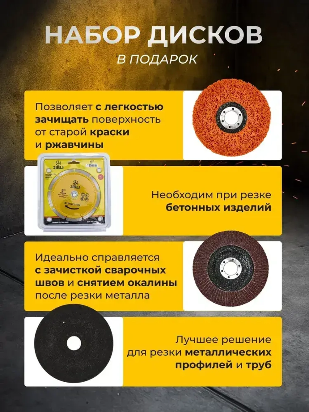 Болгарка аккумуляторная с регулировкой оборотов, УШМ аккумуляторная, с комплектом дисков, 2 АКБ