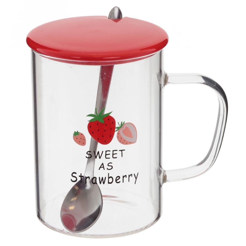 GAEM Кружка с крышкой и ложкой, 450 мл, L12 W8,5 H12 см, 4в.