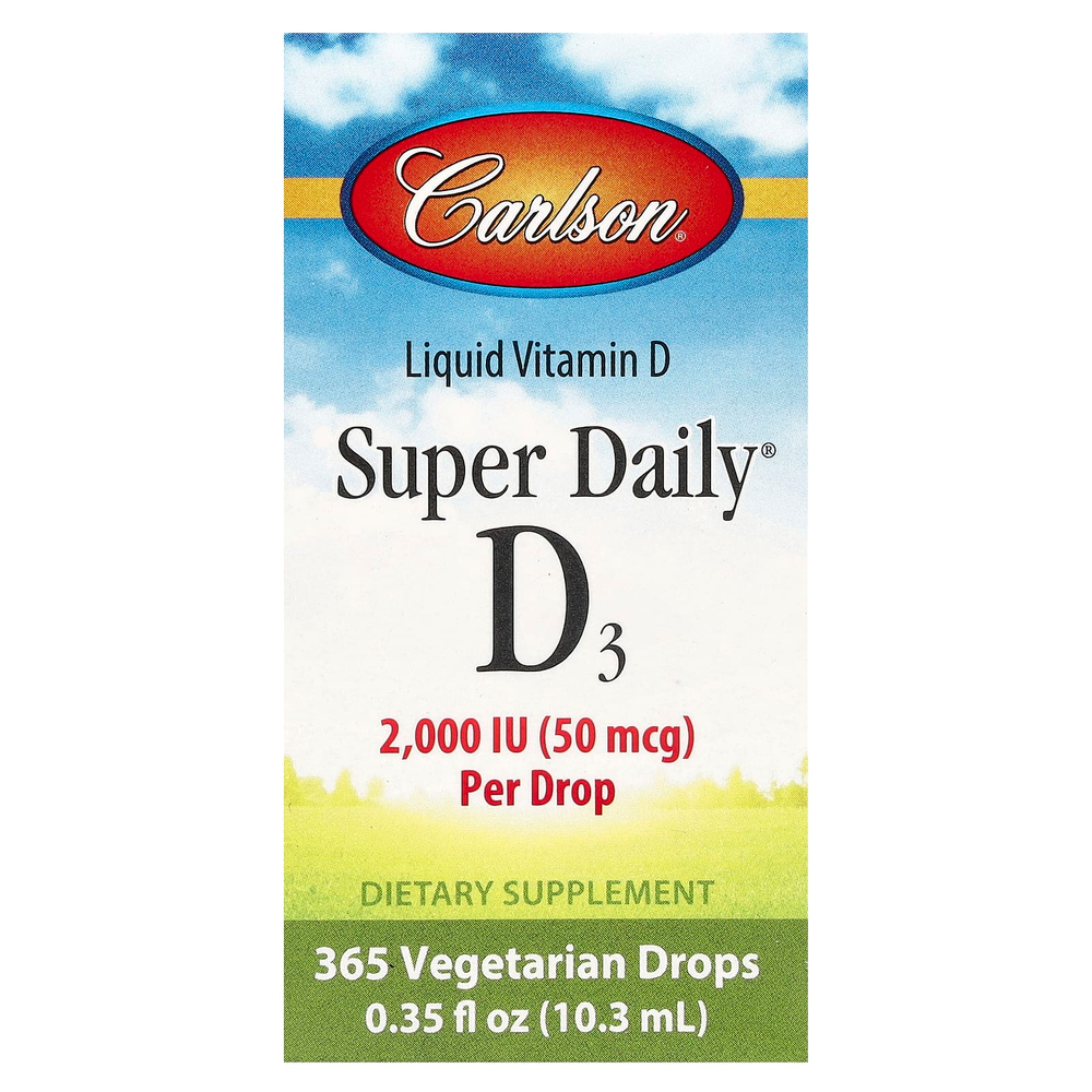 Carlson, Super Daily® D3, 50 мкг (2000 МЕ), 10,3 мл (0,35 жидк. унции)