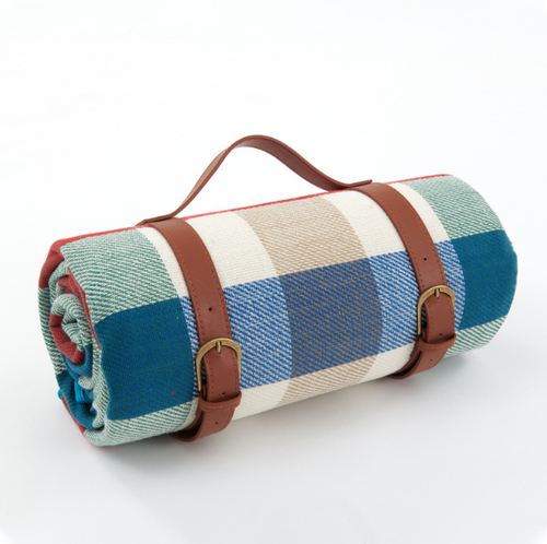 Покрывало на кожаном ремешке, синий