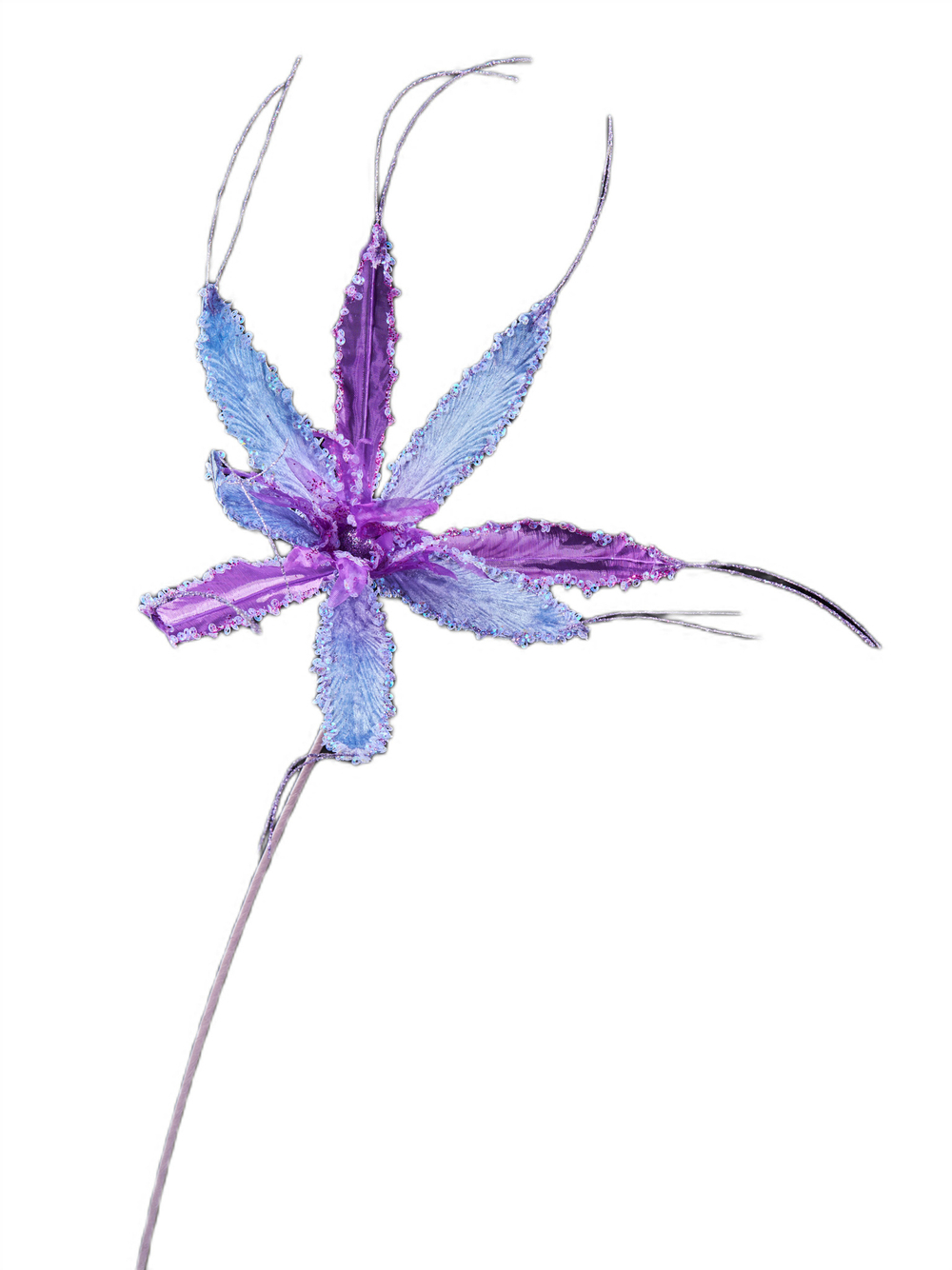 Фантазийный цветок 28х56см ChristmasDeLuxe фиолетово-голубой