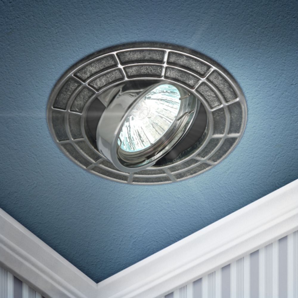 ST7A CH/SS Светильник ЭРА штампованный поворотный MR16,12V/220V, 50W сатин серебро/хром | Штампованные встраиваемые светильники