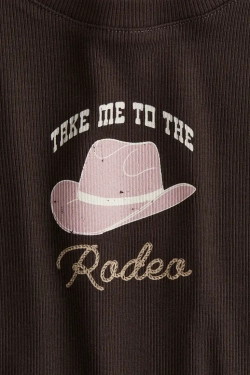 H&M Хлопковый топ в рубчик, коричневый