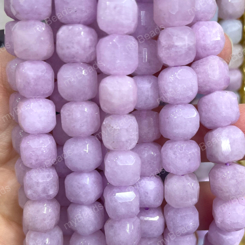 Кунцит 8 мм, бусины граненые - кубики