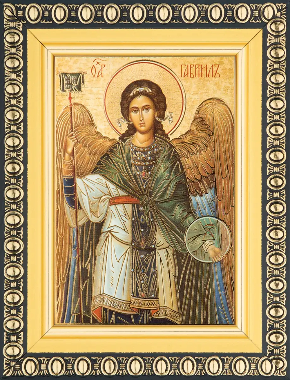 Икона "Архангел Гавриил" вид 2, 6х9 в раме 8х11