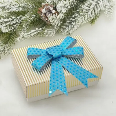 Бант на ёлку «Искры» 10*13 см (набор 3 шт), Голубой