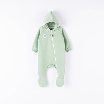 Warm hooded jumpsuit 0-3 months - Desert Sage