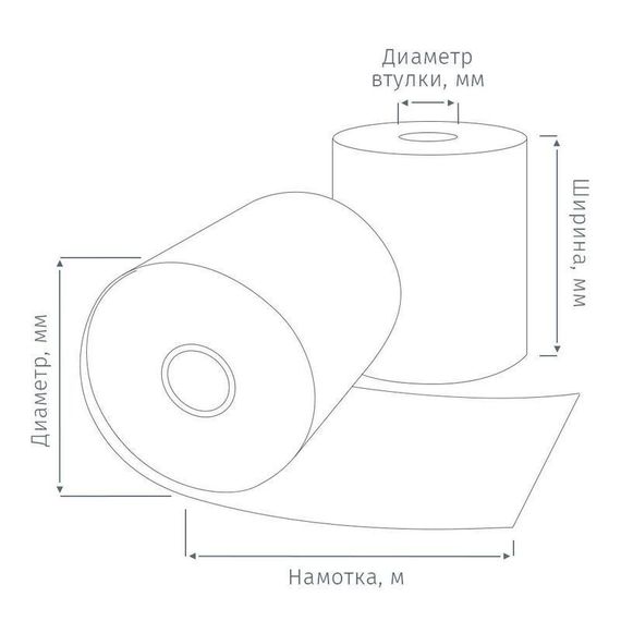 Чековая лента 57 мм Д 41-43 мм, намотка 27 м, втулка 12 мм
