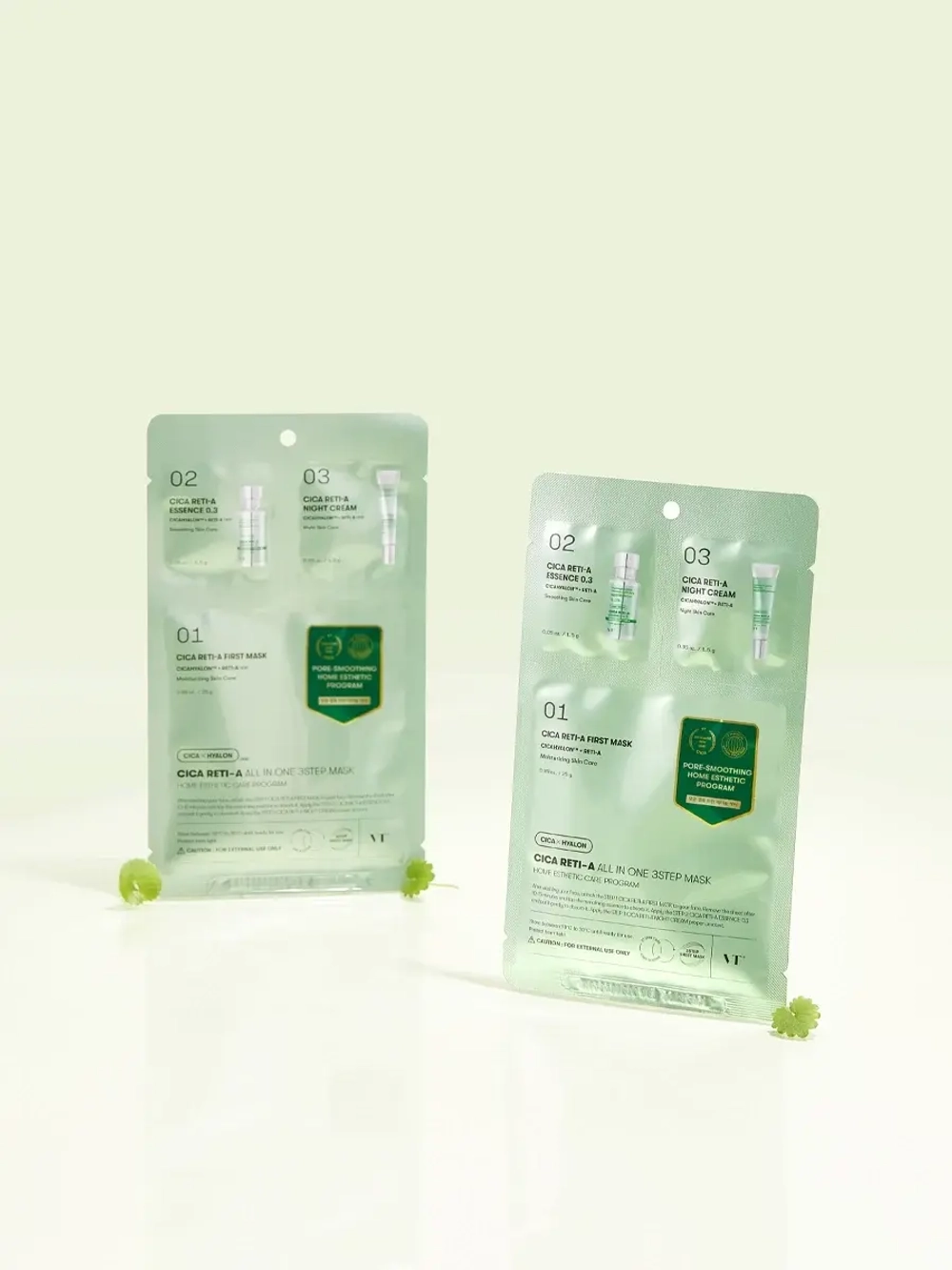 VT Cosmetics Трёхступенчатый набор с ретинолом: сыворотка-бустер + маска + крем Cica Reti-A All In One 3Step Mask 1.5+25+1.5 гр