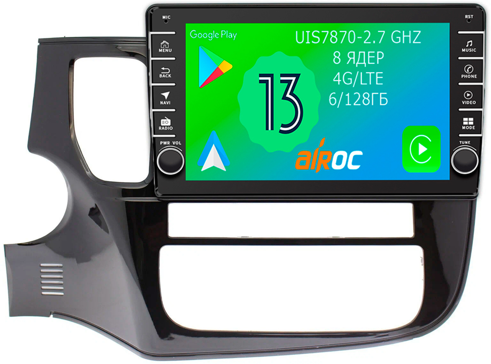Магнитола для Mitsubishi Outlander 3 2012-2022 - Airoc AB-2607 (кнопки и крутилки), Android 13, TS20, 6/128Гб, SIM-слот, CarPlay