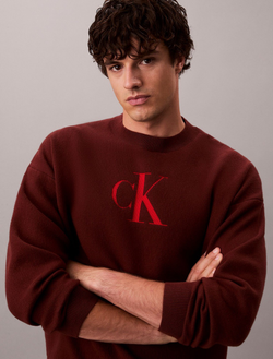 Свитер Calvin Klein Cotton Blend Monogram Relaxed Sweater Red