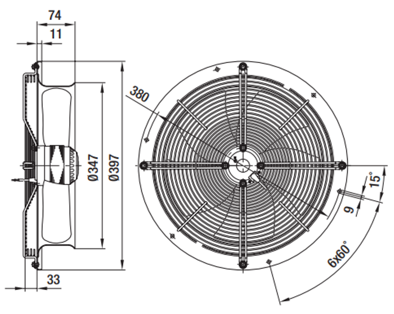Вентилятор осевой W3G315-CA58-02